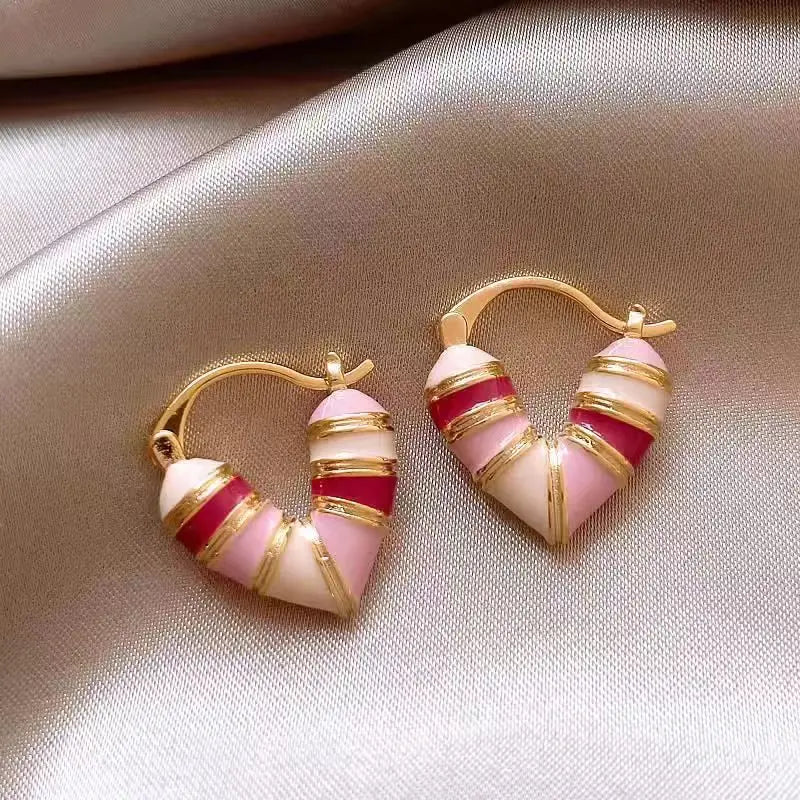 Trendy Red Dripping Oil Heart Hoop Earrings