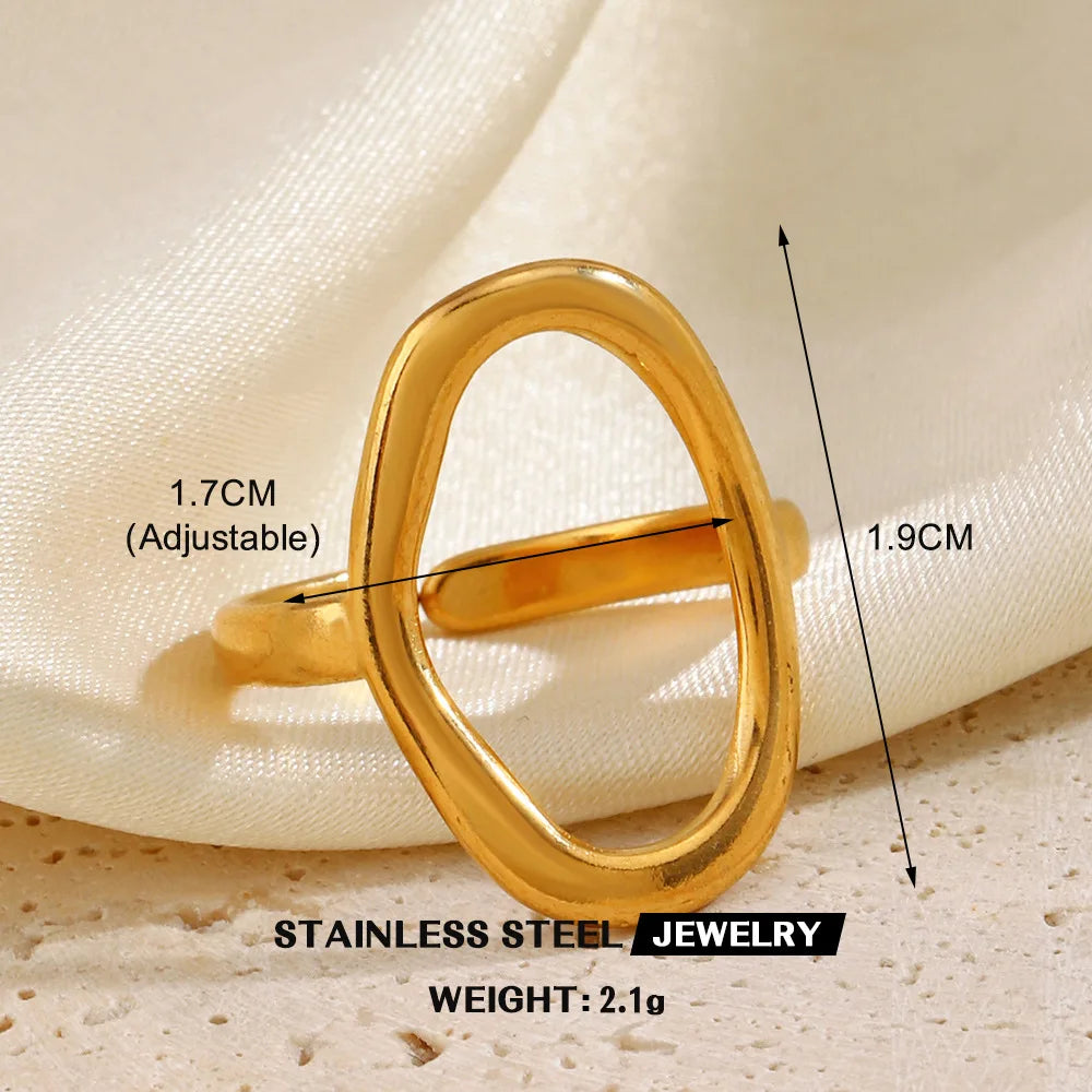 Gold Color Stainless Steel Heart Ring – Waterproof Jewelry for Women