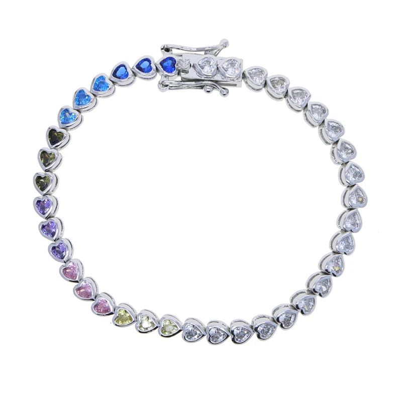 Geometric Bezel CZ Tennis Chain Bracelet - Classic Fashion Jewelry for Women