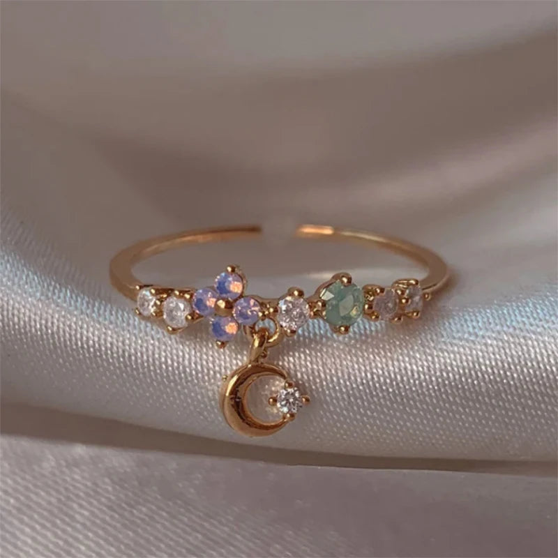 Y2K Cute Colorful Zircon Heart Flower Butterfly Ring – Exquisite Jewelry for Women and Girls