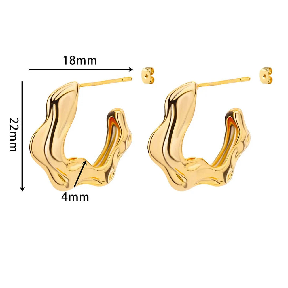 Gold-Plated Twisted Heart Hoop Earrings