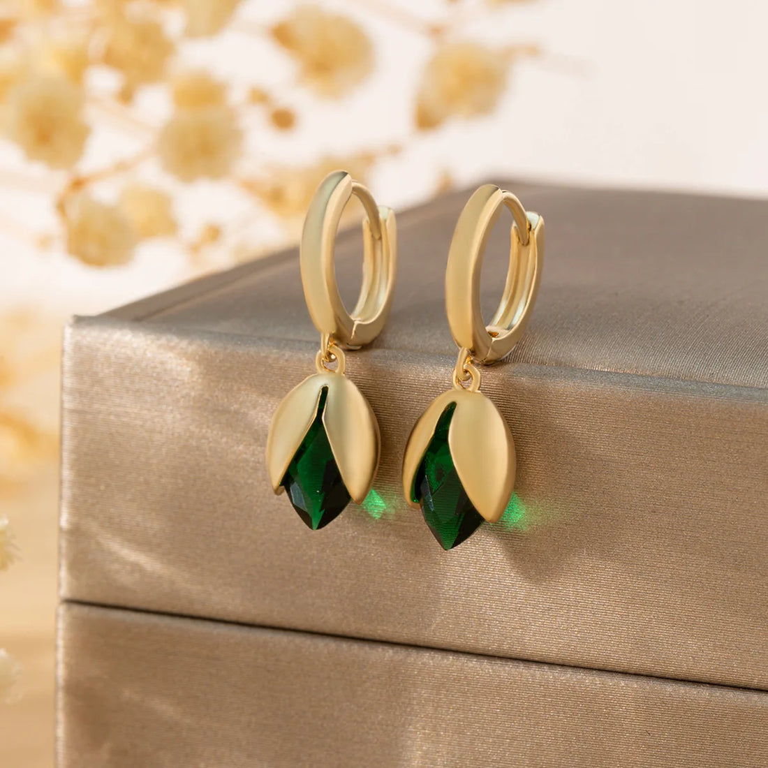 Gold Square Zirconia Earrings