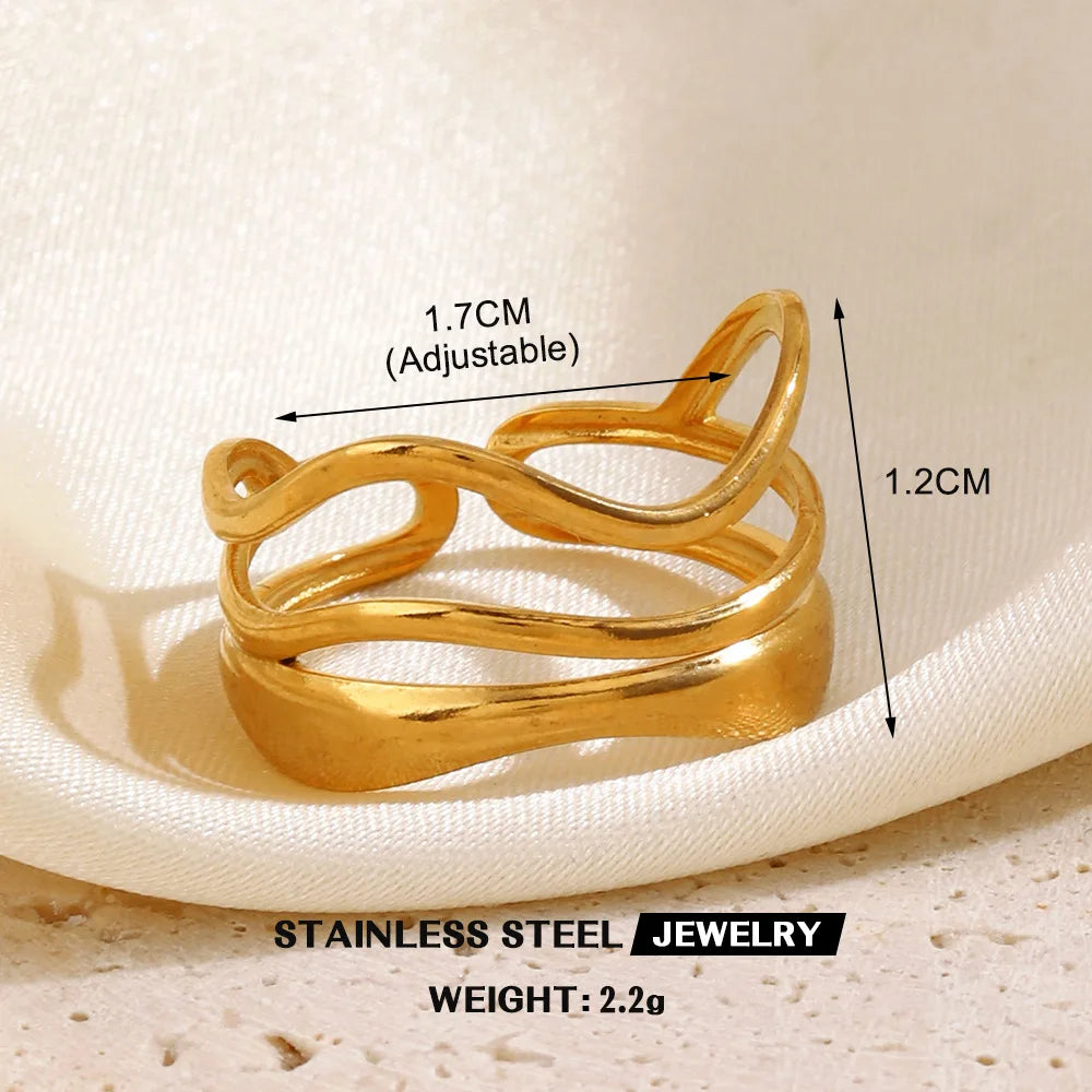 Gold Color Stainless Steel Heart Ring – Waterproof Jewelry for Women