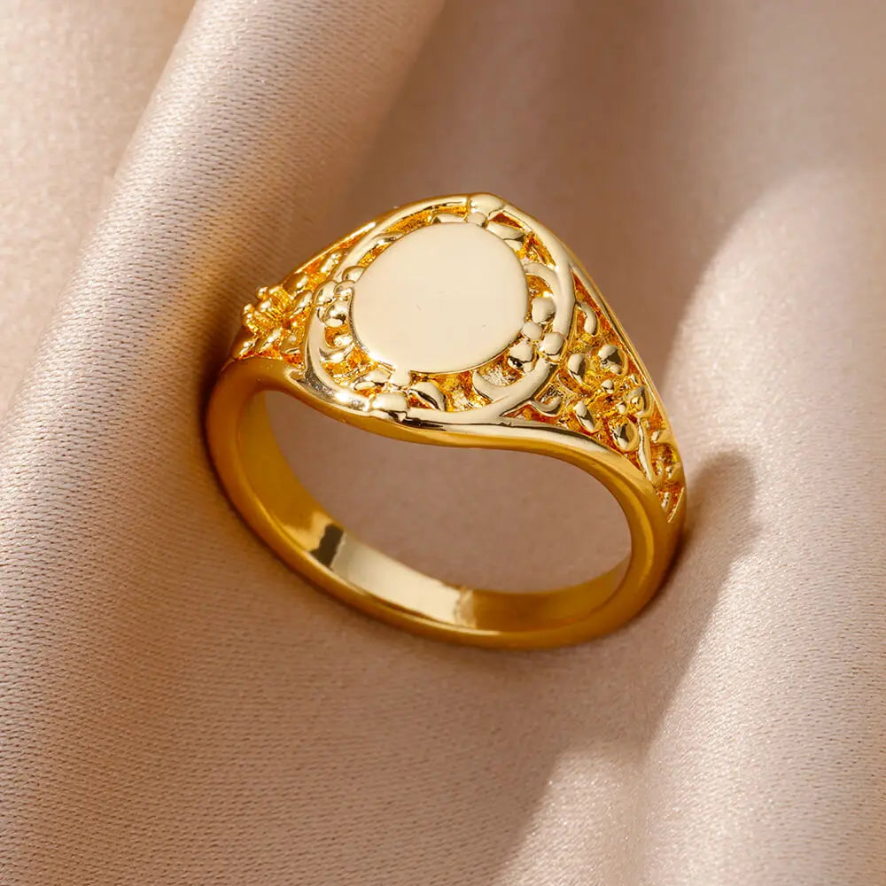 Gold Color Stainless Steel Zircon Ring