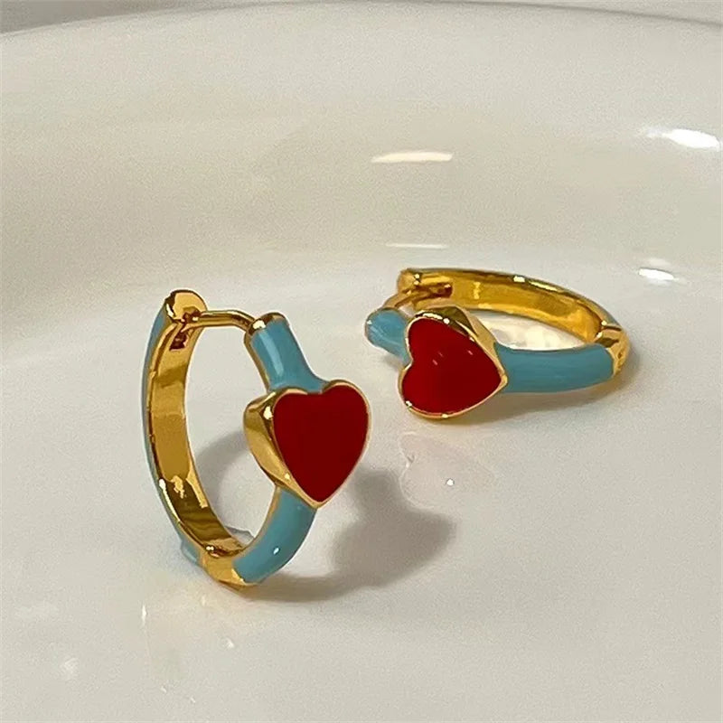 Light Luxury Enamel Rhinestone Hoop Earrings