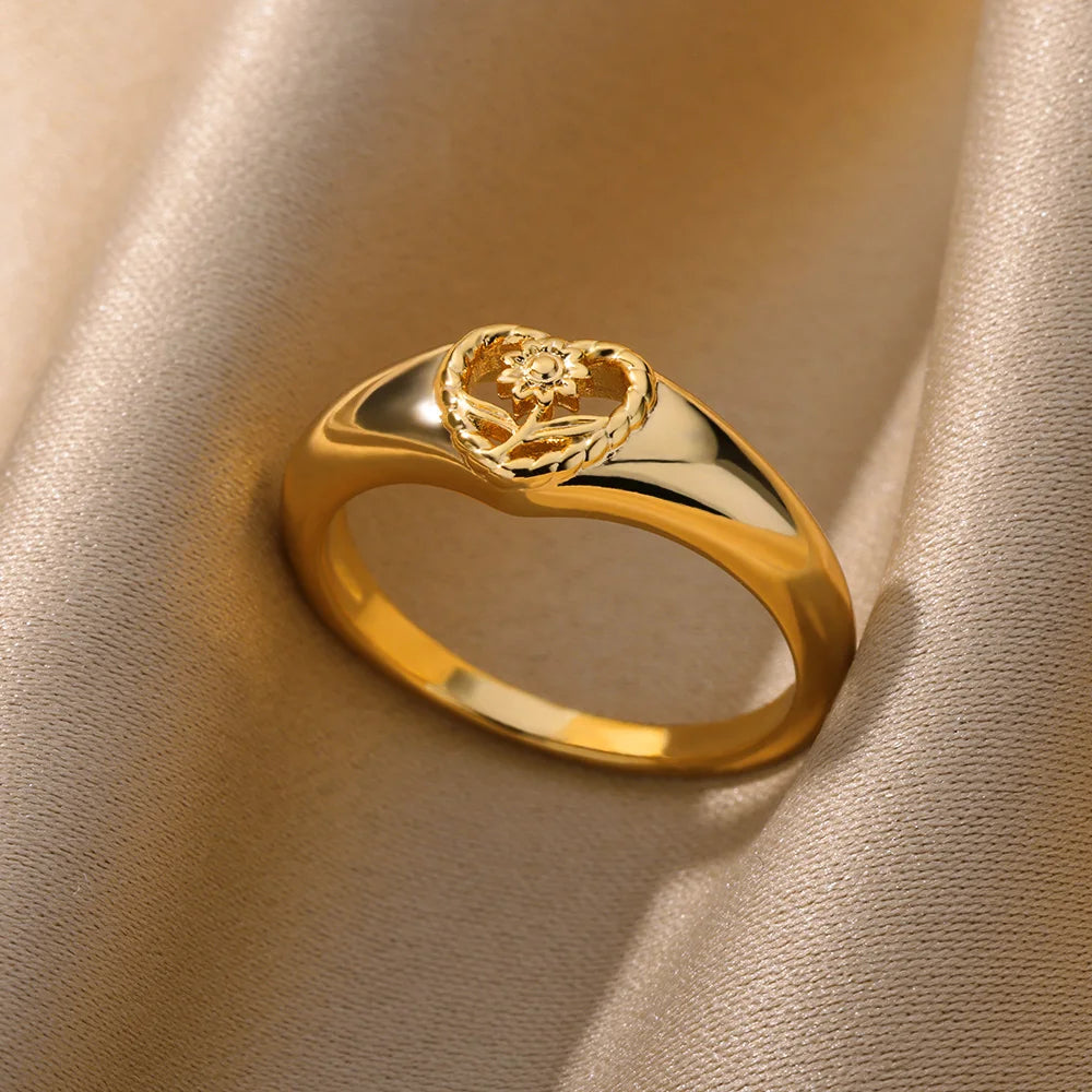 Gold Color Stainless Steel Zircon Ring