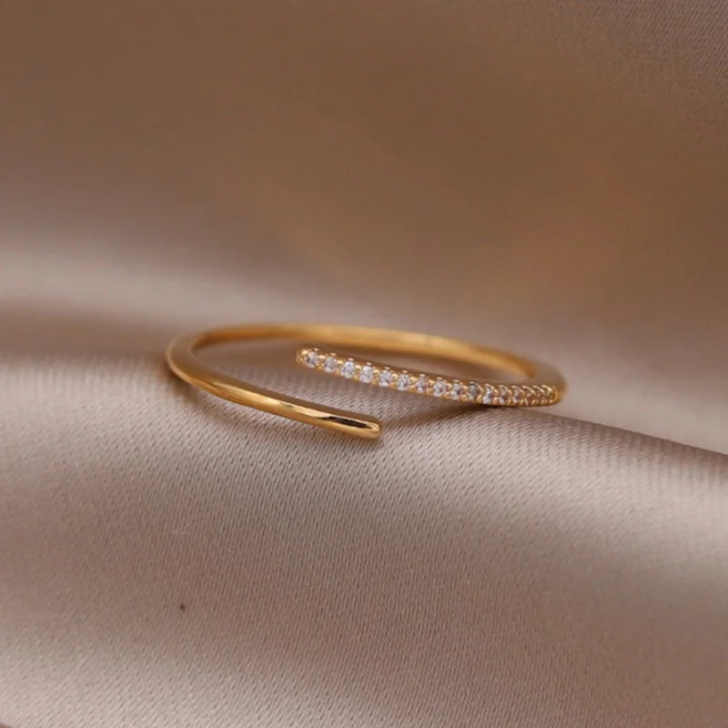 14K Gold Plated Double Love Crystal Ring