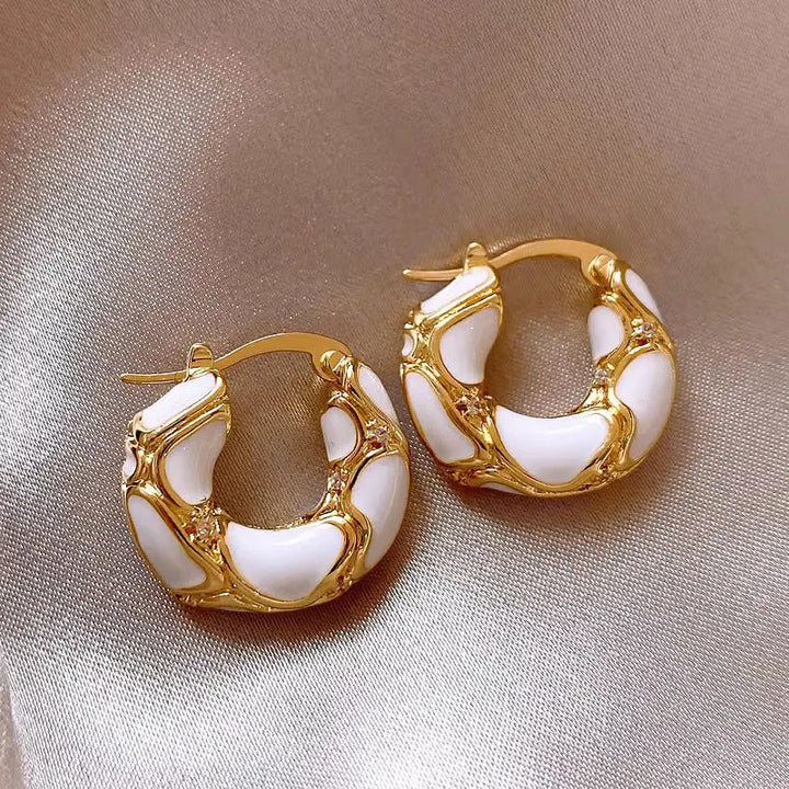 Light Luxury Enamel Rhinestone Hoop Earrings