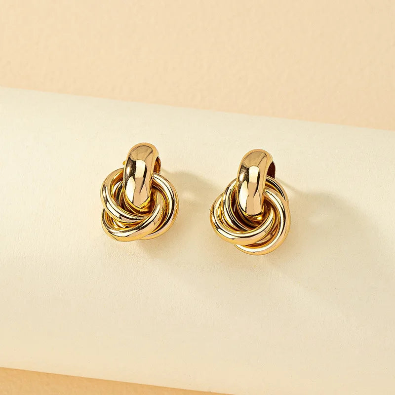 Gold & Silver Knot Hoop Earrings – Trendy Daily Wear Jewelry for Women