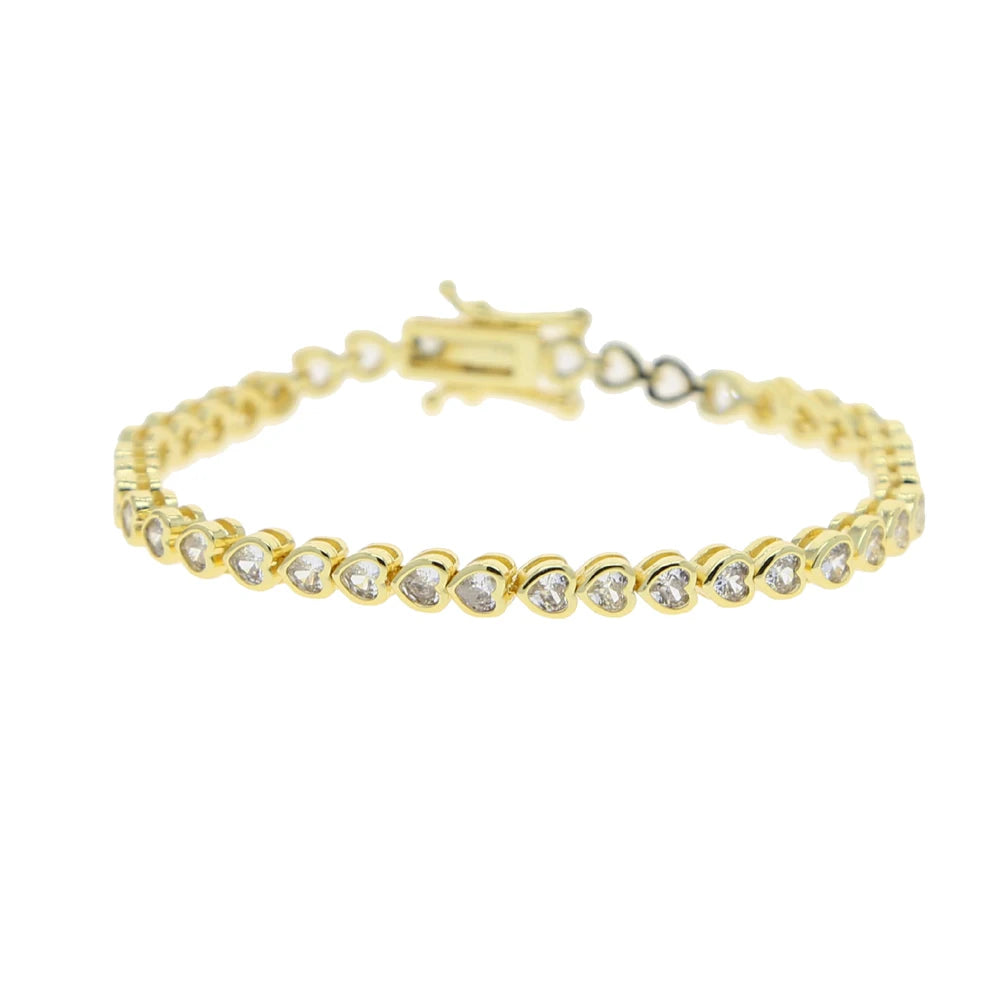 Geometric Bezel CZ Tennis Chain Bracelet - Classic Fashion Jewelry for Women