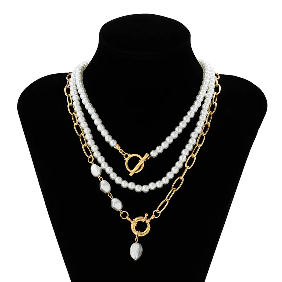 Multilayer Imitation Pearl Necklace