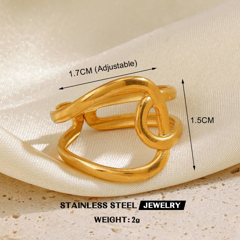 Gold Color Stainless Steel Heart Ring – Waterproof Jewelry for Women