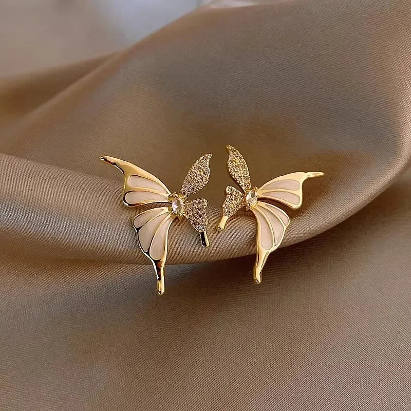 Light Luxury Zircon Butterfly Earrings - Autumn & Winter