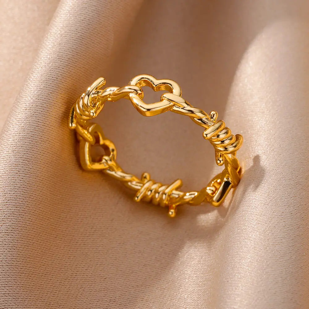 Gold Color Stainless Steel Zircon Ring