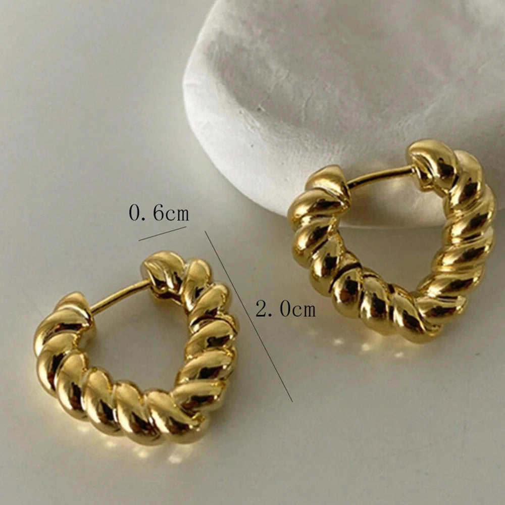 Gold-Plated Twisted Heart Hoop Earrings