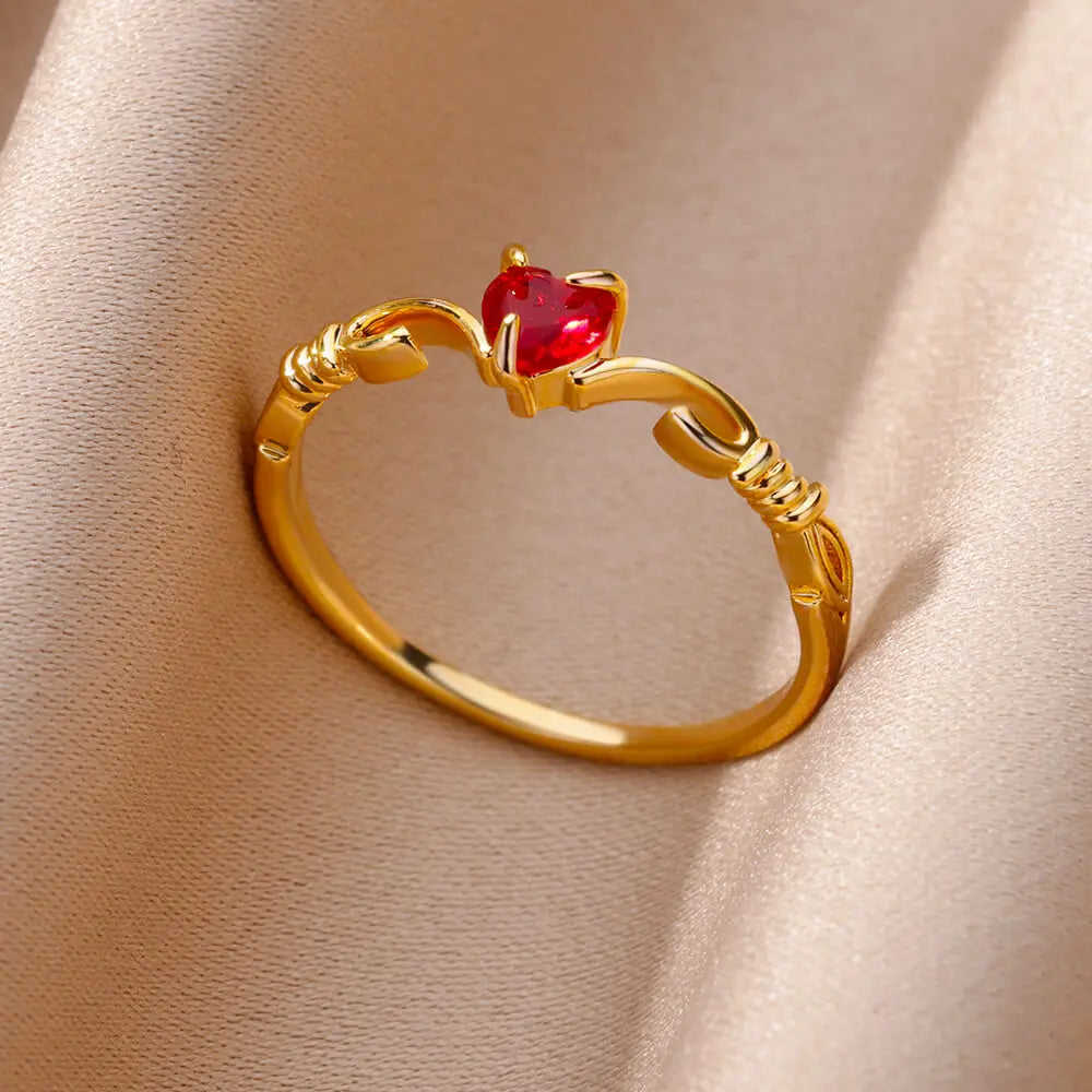 Gold Color Stainless Steel Zircon Ring