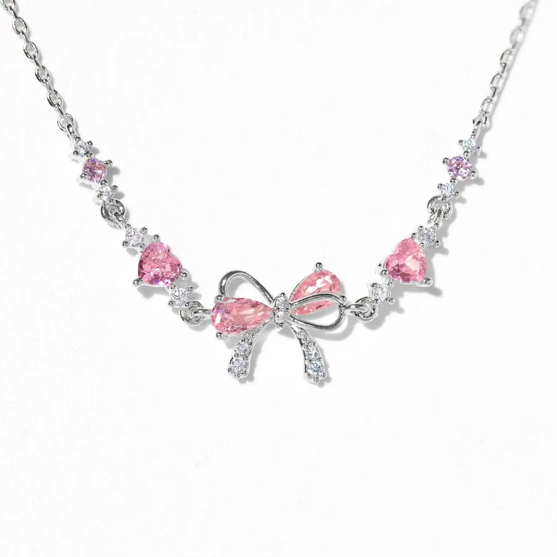 Y2K Pink Zircon Bowknot Love Heart Bracelet