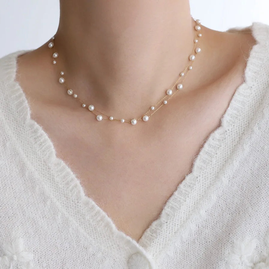 Stainless Steel Pearl Chain Necklace