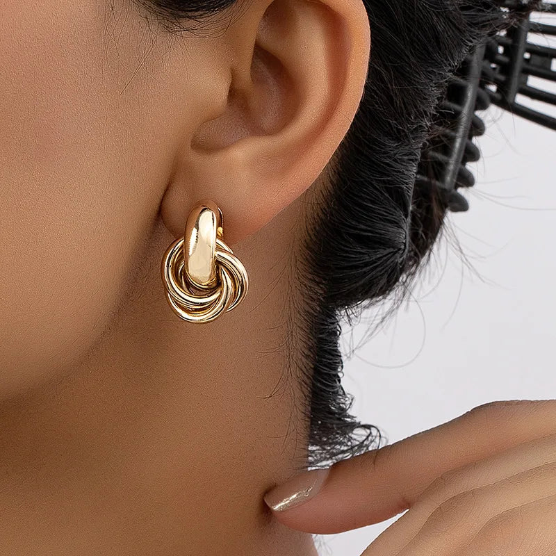 Gold & Silver Knot Hoop Earrings – Trendy Daily Wear Jewelry for Women