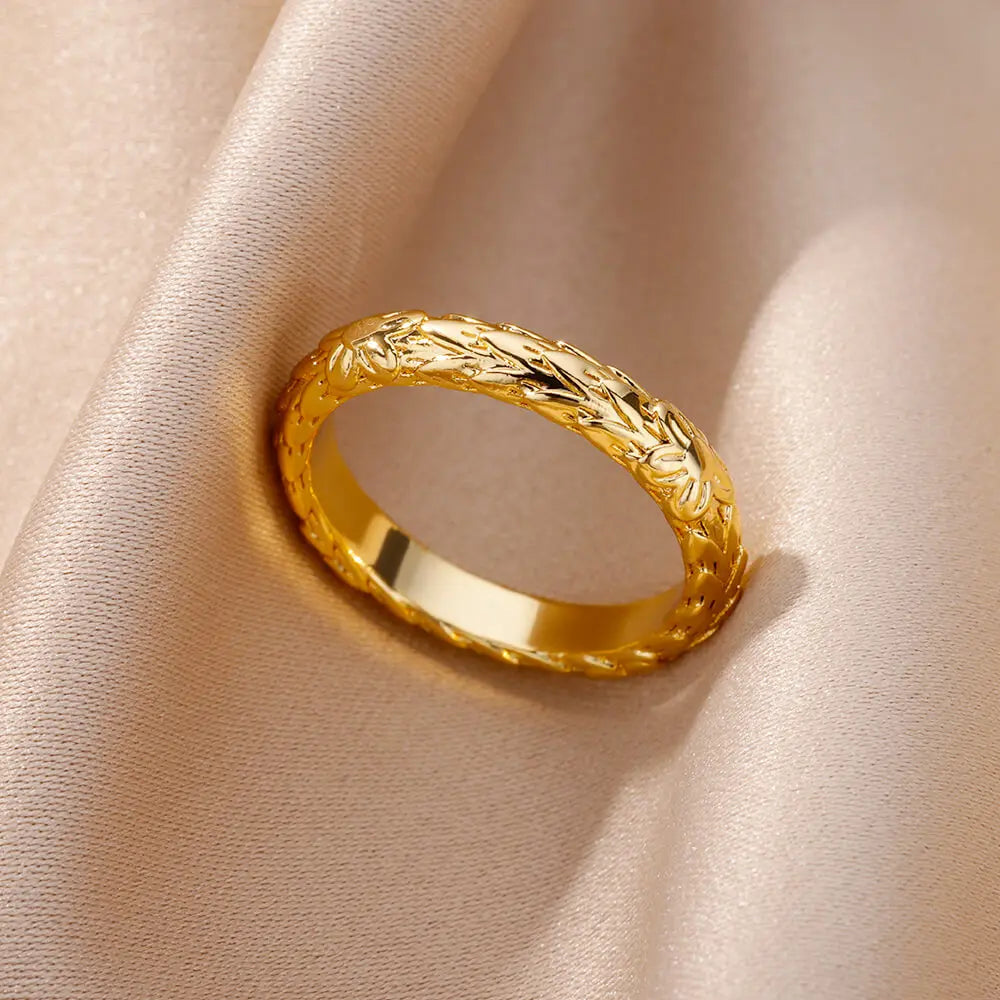 Gold Color Stainless Steel Zircon Ring