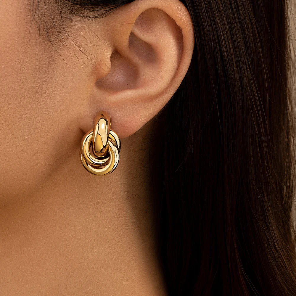 Gold & Silver Knot Hoop Earrings – Trendy Daily Wear Jewelry for Women