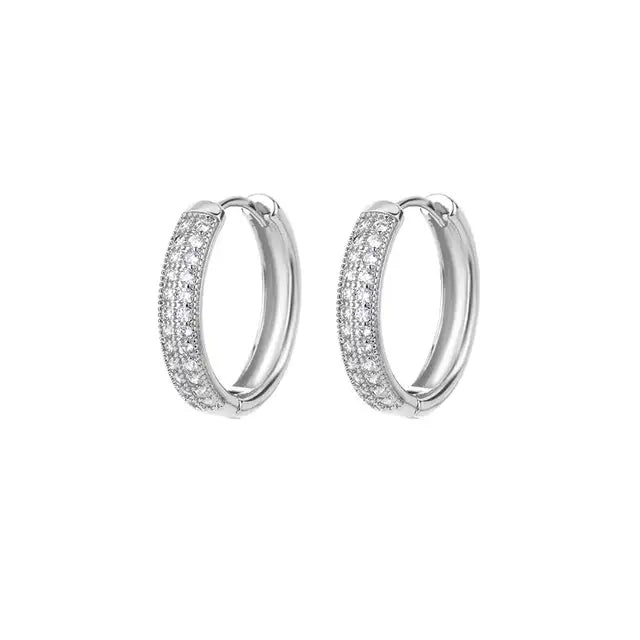 Zircon Round Hoop Earrings for Women Stainless Steel