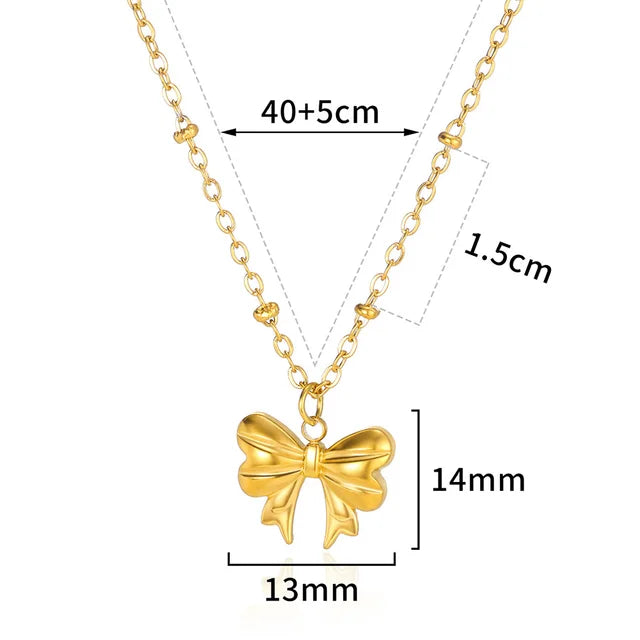 Elegant Ribbon Bow Sets Necklaces Earrings Bracelet For Women