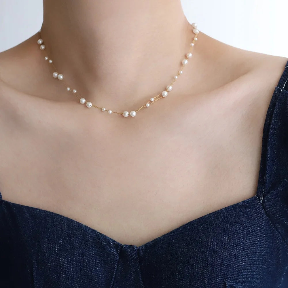 Stainless Steel Pearl Chain Necklace