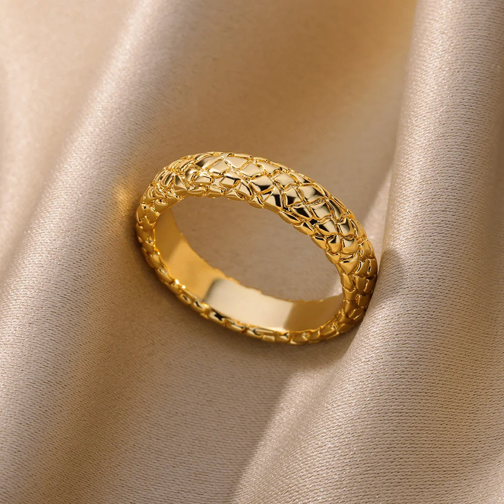 Gold Color Stainless Steel Zircon Ring