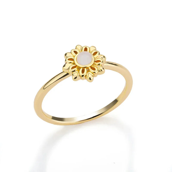 Gold Stainless Steel Lotus Flower Ring m