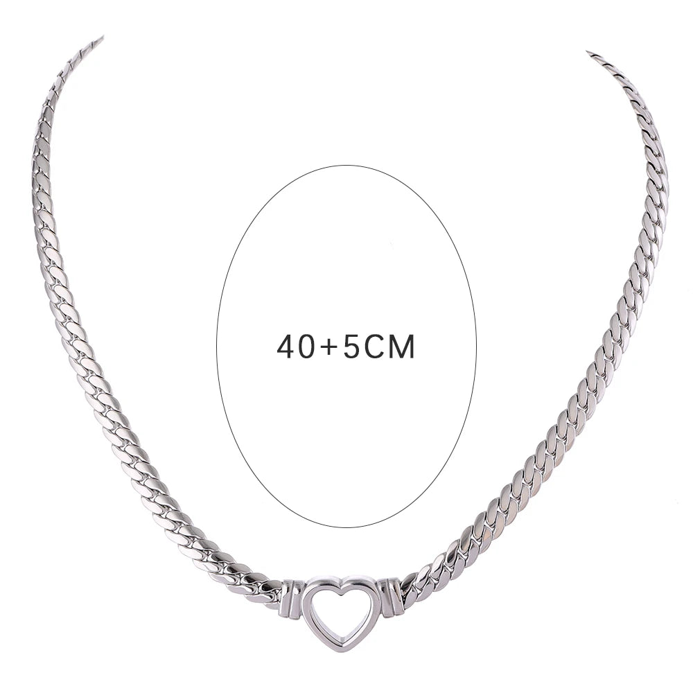 Stainless Steel Heart Chain Necklace