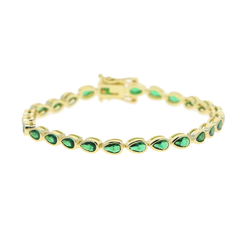 Geometric Bezel CZ Tennis Chain Bracelet - Classic Fashion Jewelry for Women