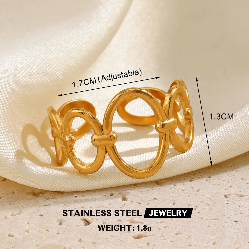 Gold Color Stainless Steel Heart Ring – Waterproof Jewelry for Women