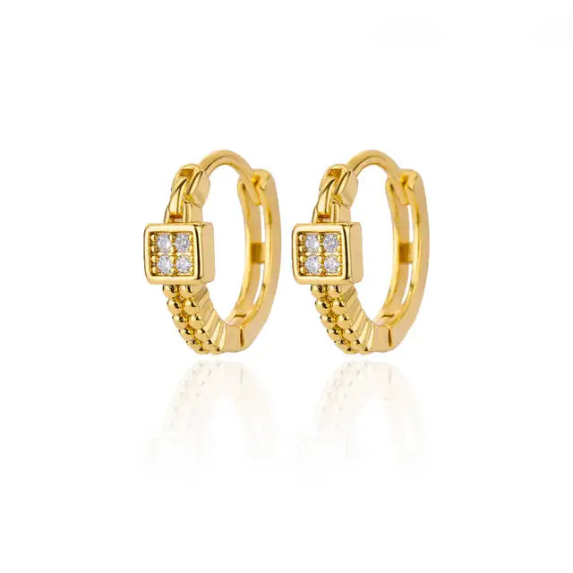 Zircon Round Hoop Earrings for Women Stainless Steel