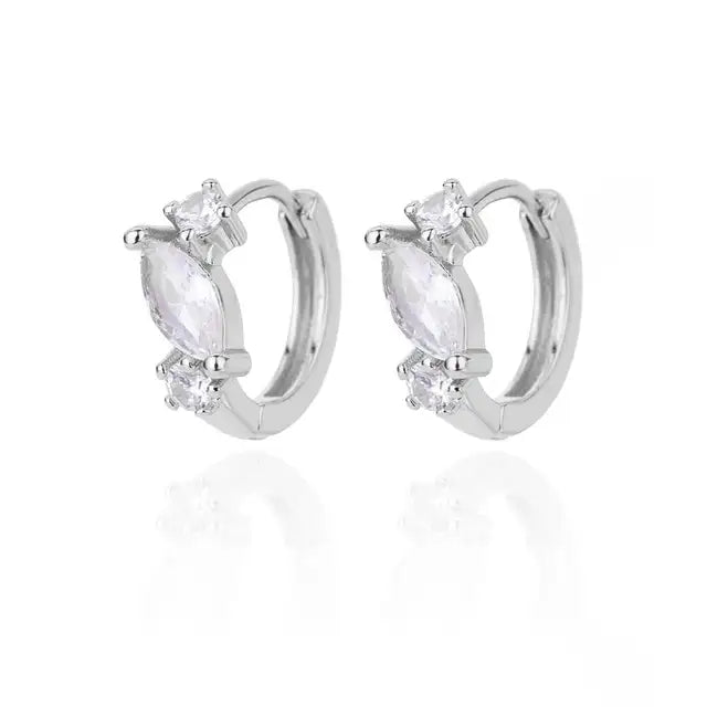 Zircon Round Hoop Earrings for Women Stainless Steel