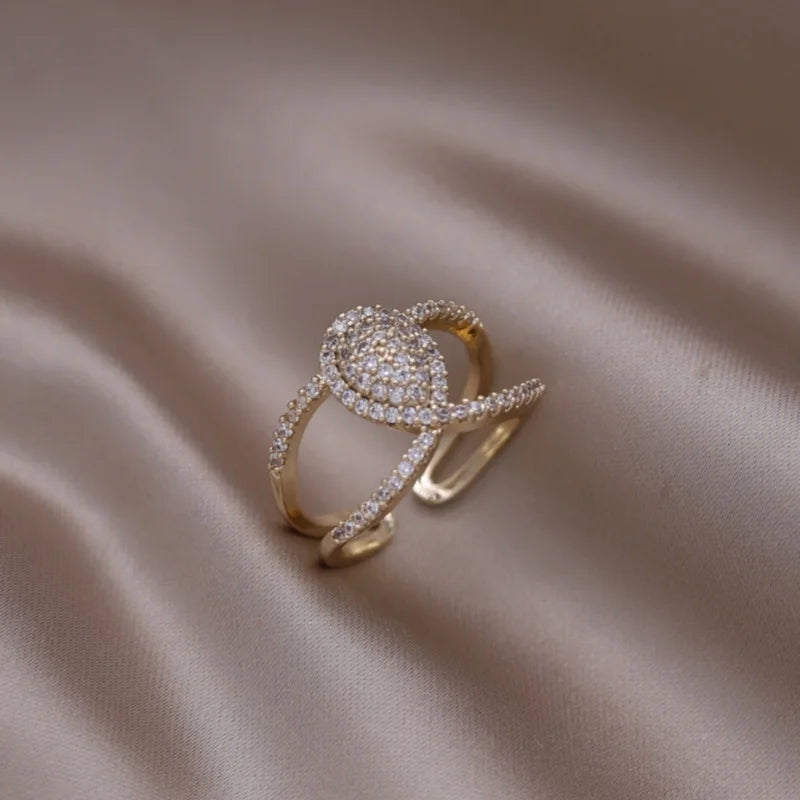 14K Gold Plated Double Love Crystal Ring