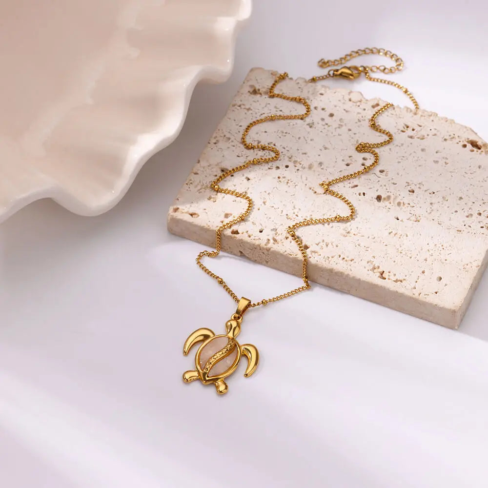 Summer Beach Turtle Pendant Necklace