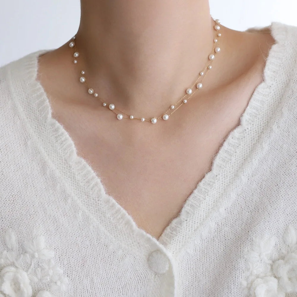 Stainless Steel Pearl Chain Necklace