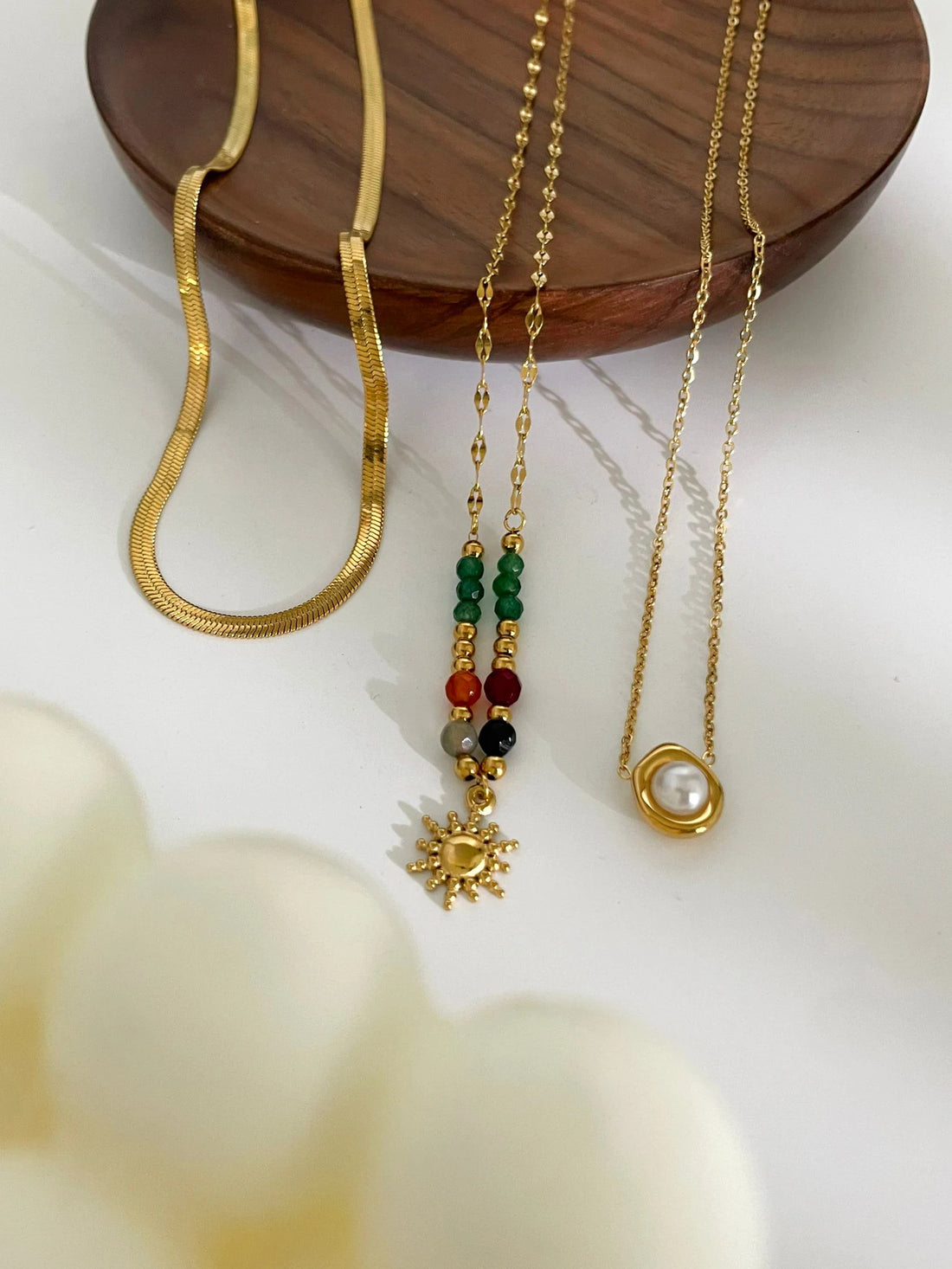 Pearl & Sunflower Pendant Necklace