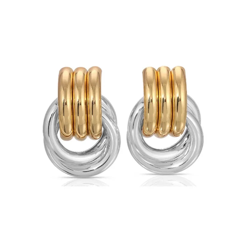 Gold Plated Twist Knot Statement Earrings