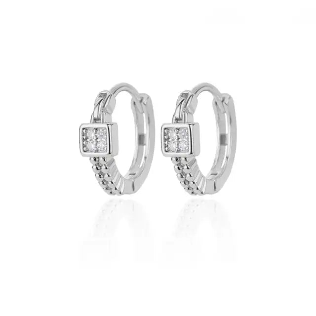 Zircon Round Hoop Earrings for Women Stainless Steel