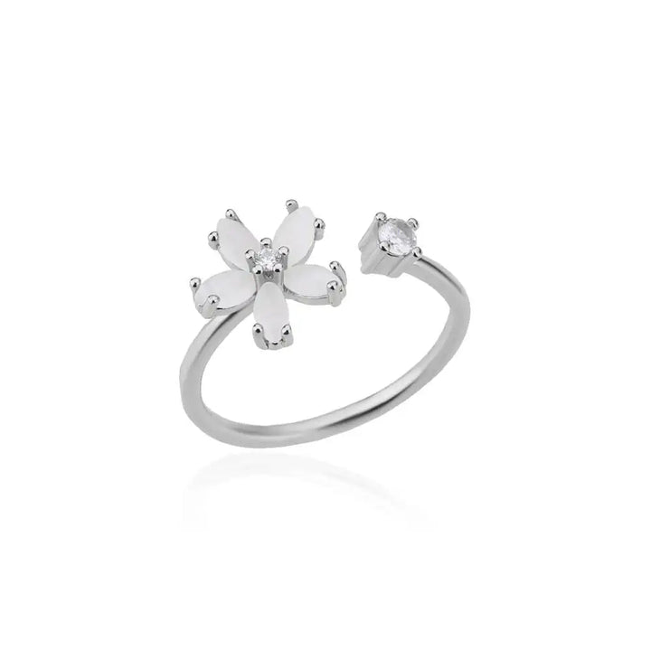 Gold Color Cubic Zircon Flower Rings