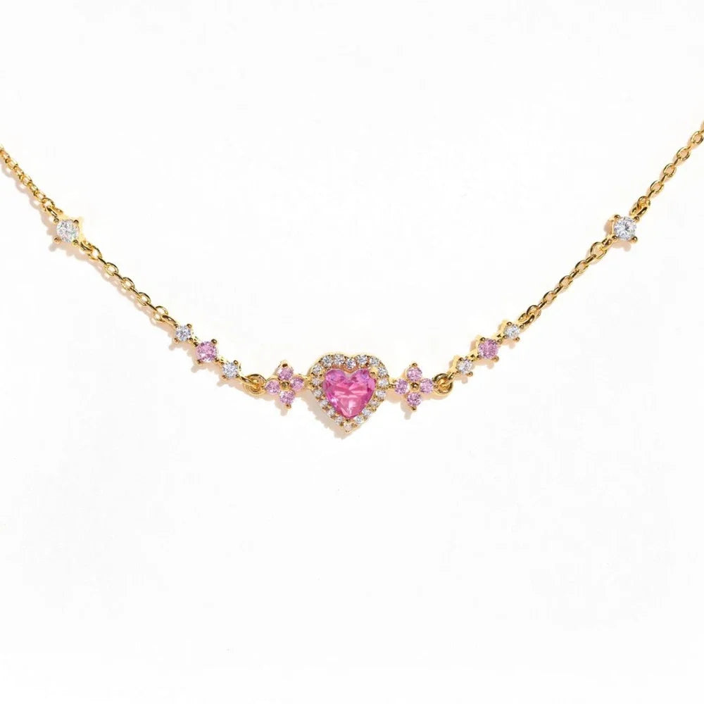 Y2K Pink Zircon Bowknot Love Heart Bracelet