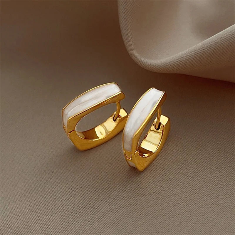 Light Luxury Enamel Rhinestone Hoop Earrings