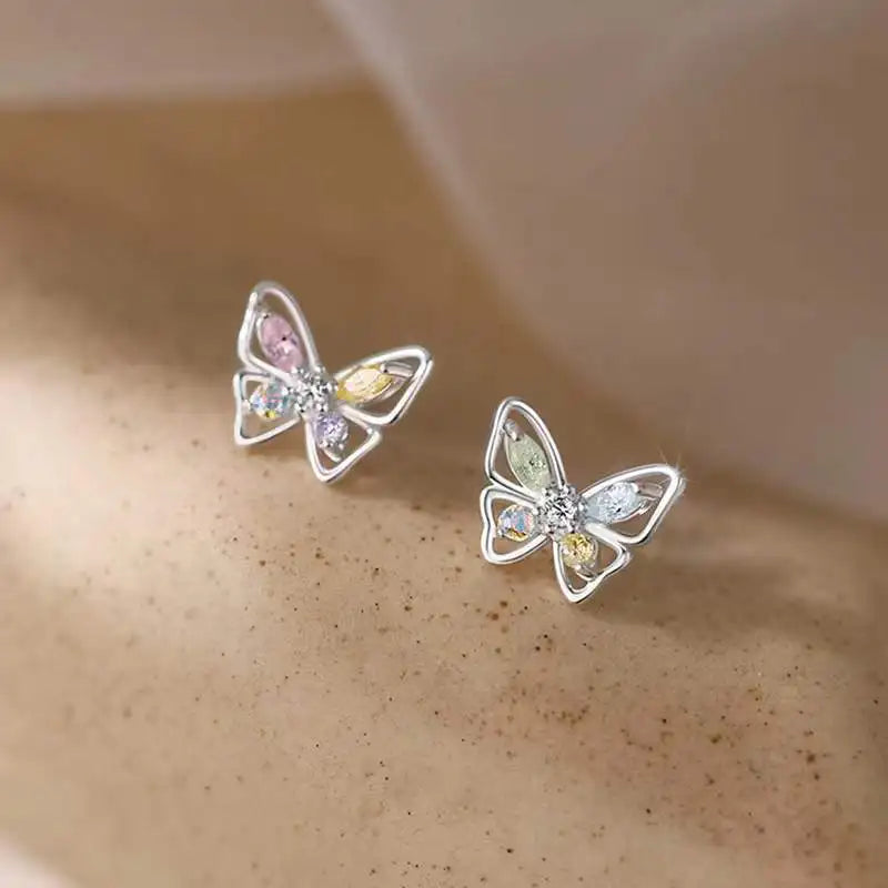 Light Luxury Zircon Butterfly Earrings - Autumn & Winter