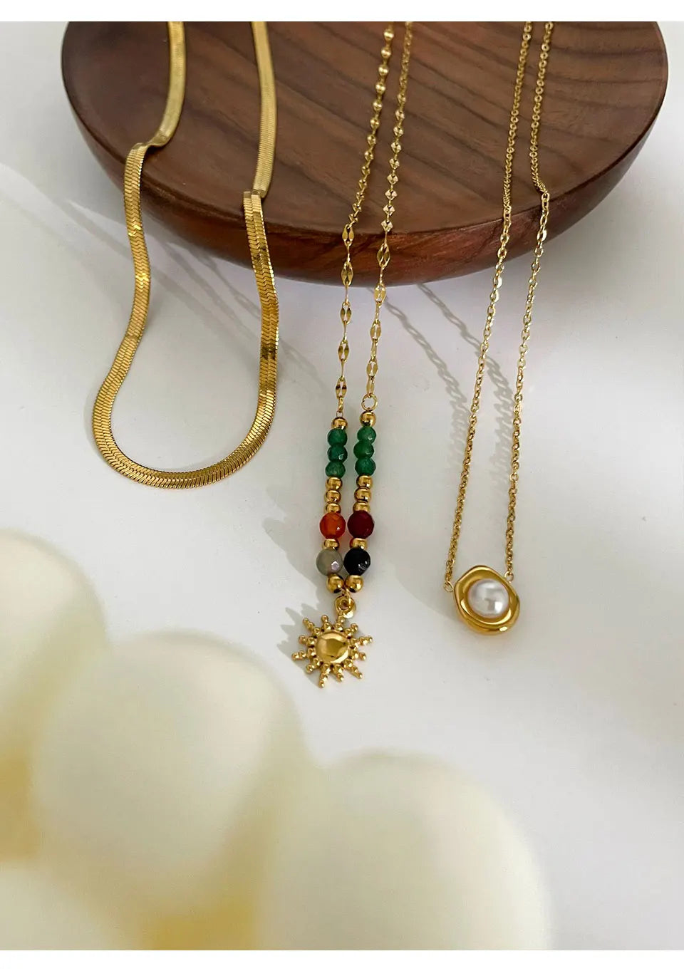 Pearl & Sunflower Pendant Necklace