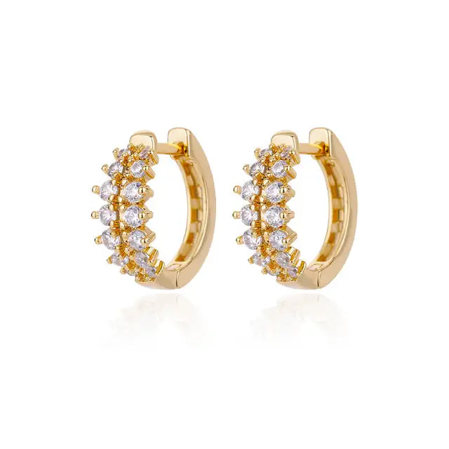 Zircon Round Hoop Earrings for Women Stainless Steel