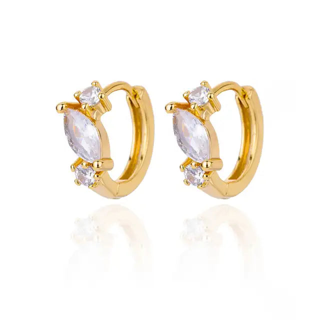 Zircon Round Hoop Earrings for Women Stainless Steel