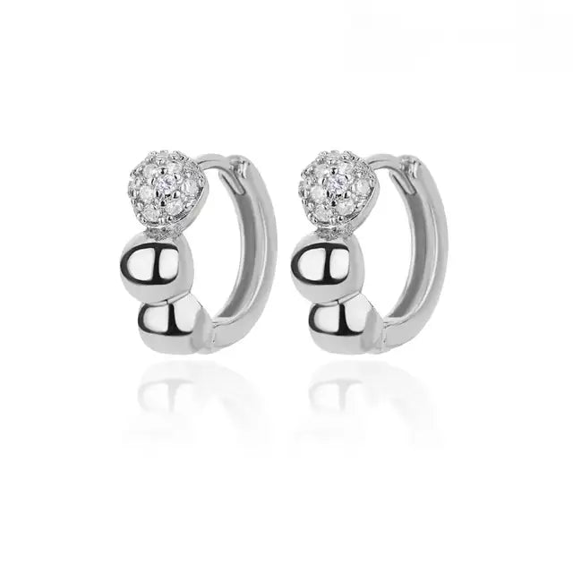 Zircon Round Hoop Earrings for Women Stainless Steel