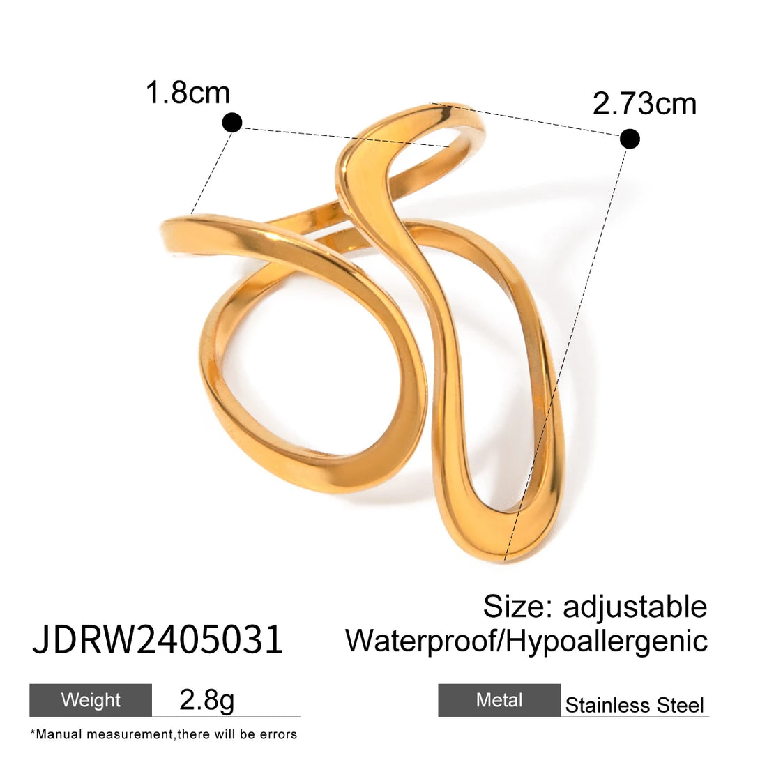 Uworld Rust-Proof Stainless Steel Big Personal Statement Ring for Women